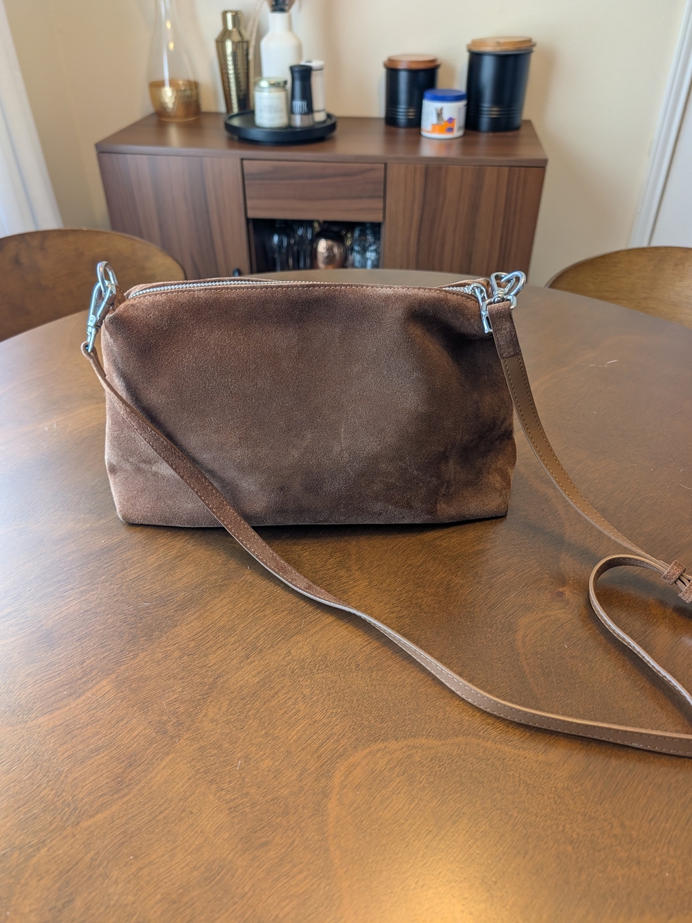 Brown Suede Crossbody Bag - Classic Women's Shoulder Bag